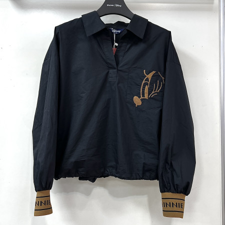 [행복한백화점][디즈니골프]간절기 세미오버핏 숏기장 셔츠 블라우스 블랙 여성 DO3LSH003