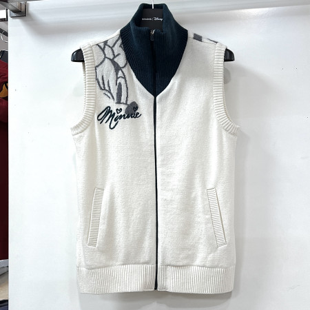 [행복한백화점][디즈니골프]하이넥 풀집업 니트 조끼 아이보리 여성 DO4LKV030