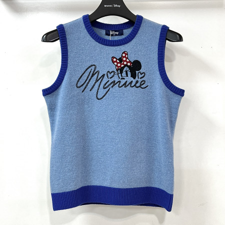 [행복한백화점][디즈니골프]캐시미어 혼방 라운드 니트 조끼 블루 여성 DO3LKV001