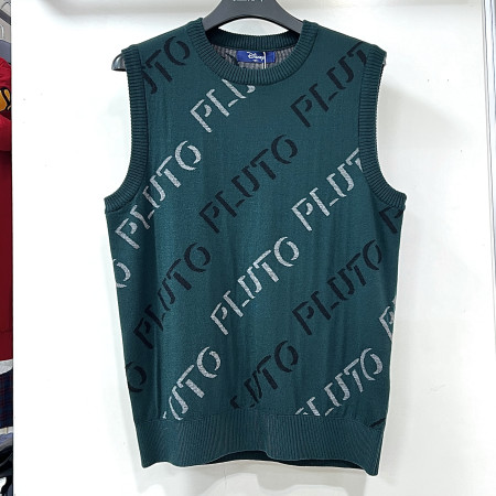 [행복한백화점][디즈니골프]사선 로고패턴 라운드넥 니트 조끼 베스트 그린 남성 DO3MKV002
