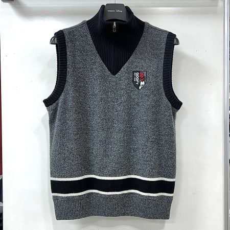 [행복한백화점][디즈니골프]캐시미어 혼방 반집업 니트 조끼 차콜 남성 DO4MKV030