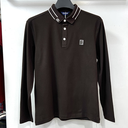 [행복한백화점][디즈니골프]스팍스 카라배색 긴팔 티셔츠 브라운 남성 SO3MTS004