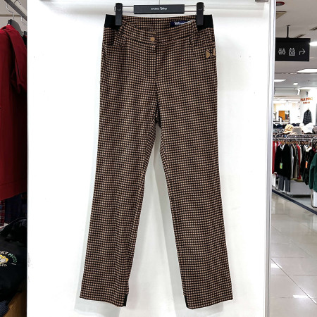 [행복한백화점][디즈니골프]체크패턴 뒷밴딩 일자핏 긴바지 카멜 여성 팬츠 DO3LPA008