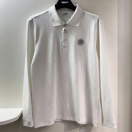 [행복한백화점][파사디]시즌 패턴 JQD 긴팔 카라 티셔츠 화이트 남성 Q24FTT023M