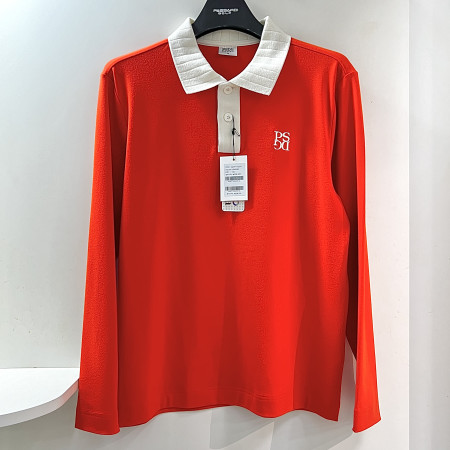 [행복한백화점][파사디]코트나원단 카라배색 긴팔 티셔츠 오렌지 남성 Q24FTTO22X