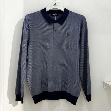 [행복한백화점][그린조이]트윌조직 솔리드 긴팔 폴로 니트 그레이쉬블루 남성 GF24SP21M