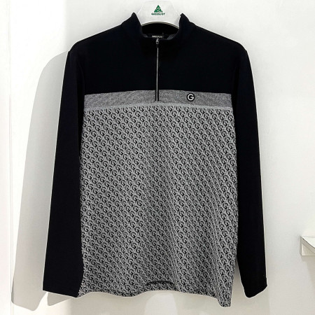 [행복한백화점][그린조이]JQD배색 모크넥 하프집업 티셔츠 블랙 남성 GF24KL52M