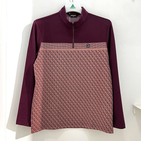 [행복한백화점][그린조이]JQD배색 모크넥 하프집업 티셔츠 와인 남성 GF24KL52M