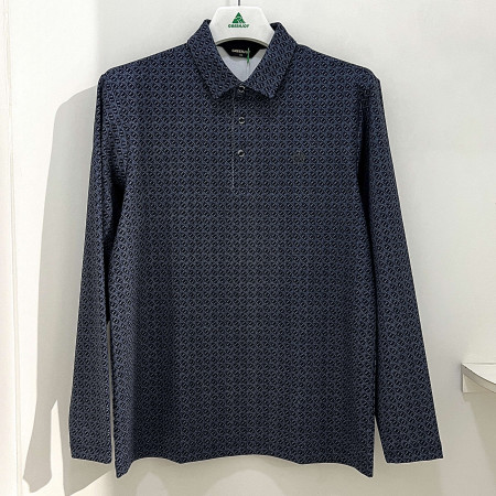 [행복한백화점][그린조이]로고 프린트 PK 긴팔 티셔츠 네이비 남성 GF24KY24M