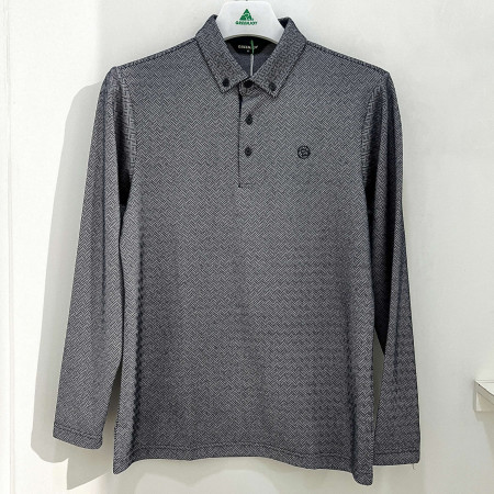 [행복한백화점][그린조이]격자 패턴 PK 긴팔 티셔츠 네이비 남성 GF24KY26M