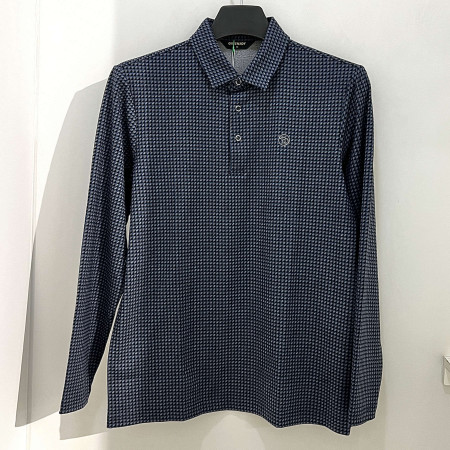 [행복한백화점][그린조이]잔패턴 프린트 PK 긴팔 티셔츠 네이비 남성 GF24KY25M