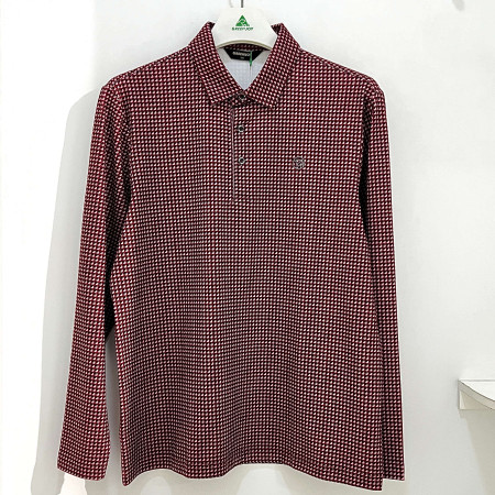 [행복한백화점][그린조이]잔패턴 프린트 PK 긴팔 티셔츠 레드 남성 GF24KY25M