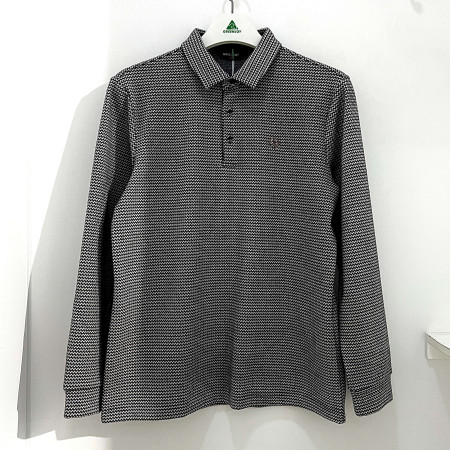 [행복한백화점][그린조이]패턴 3버튼 PK 긴팔 티셔츠 블랙 남성 GF24KY28M