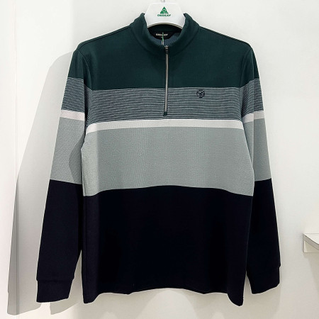 [행복한백화점][그린조이]하프집업 스트라이프 긴팔 티셔츠 진초록 남성 GF24KL21M