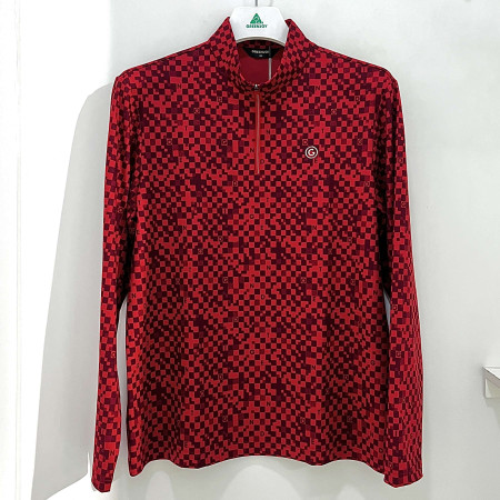 [행복한백화점][그린조이]도트 프린트 하프집업 티셔츠 레드 남성 GM24KL51M