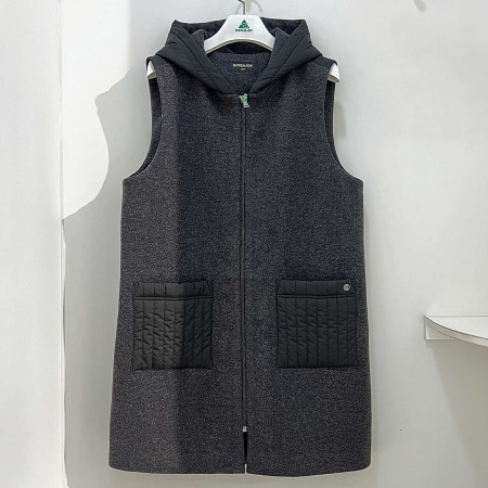 [행복한백화점][그린조이]롱기장 후드 집업 조끼 다크그레이 여성 GF24WV11W