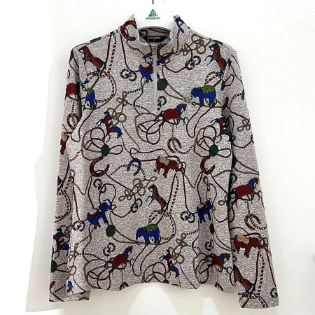 [행복한백화점][그린조이]체인프린트 하프넥 반집업 긴팔 티셔츠 연베이지 여성 GF24KL32W