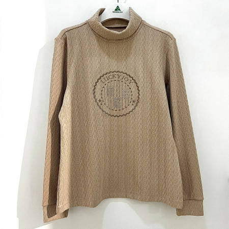 [행복한백화점][그린조이]케이블조직 긴팔 목폴라 티셔츠 연베이지 여성 GF24KL30W