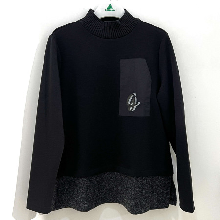 [행복한백화점][그린조이]솔리드 배색 반목 티셔츠 블랙 여성 GF24KL82W