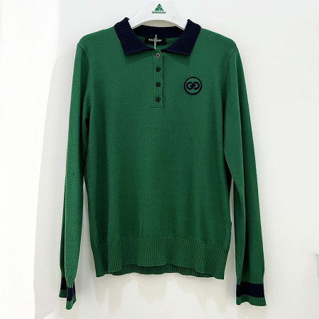 [행복한백화점][그린조이]카라배색 폴로 니트 그린 여성 GF24SP21W