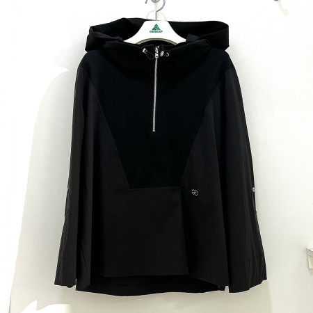 [행복한백화점][그린조이]져지 패치 반집업 후드 티셔츠 블랙 여성 GM24WS83W