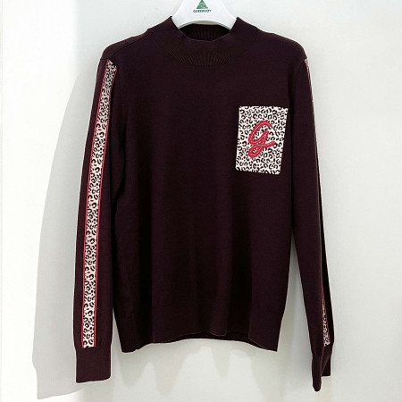 [행복한백화점][그린조이]애니멀 포인트 쉐타 반목 니트 브라운 여성 GF24SL21W