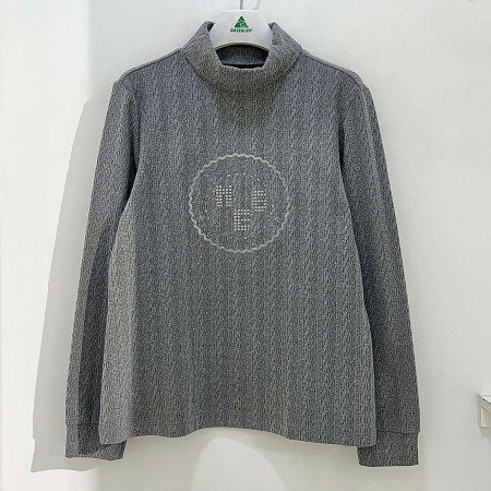 [행복한백화점][그린조이]케이블조직 긴팔 목폴라 티셔츠 그레이 여성 GF24KL30W