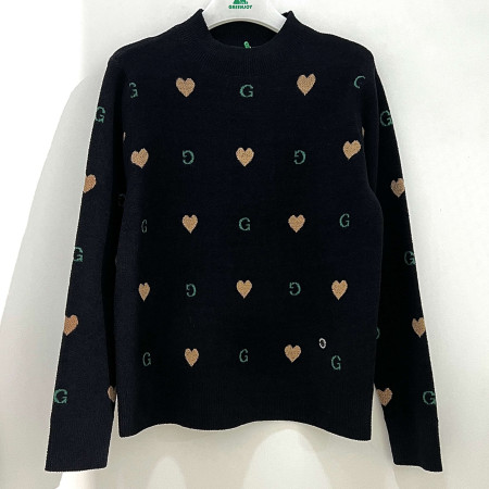 [행복한백화점][그린조이]하트 자수 니트 블랙 여성 GF24SL25W