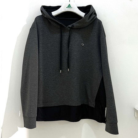 [행복한백화점][그린조이]밑단 배색 후드 티셔츠 차콜 여성 GF23KL65W