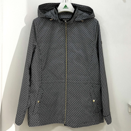 [행복한백화점][그린조이]프린트 후드 사파리 점퍼 블랙 여성 GM24WJ53W