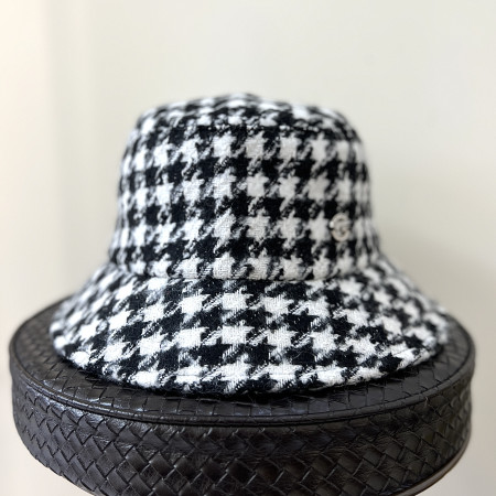 [행복한백화점][그린조이]지도리 패턴 버킷햇 벙거지 블랙 여성 모자 GF24WA25W