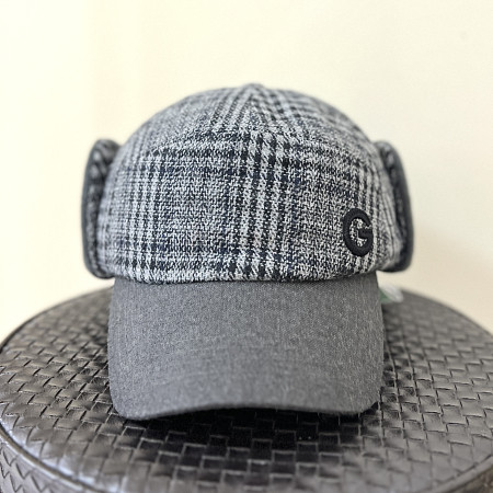 [행복한백화점][그린조이]글렌체크 귀덮개 볼캡 모자 차콜 남성 GW24WA22M