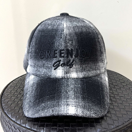 [행복한백화점][그린조이]타탄체크 귀덮개 볼캡 모자 블랙 남성 GF24WA22M