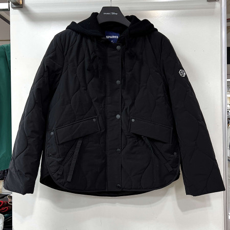 [행복한백화점][디즈니골프]후드탈부착 루즈핏 경량 퀼팅 점퍼 블랙 여성 SO3LJP002