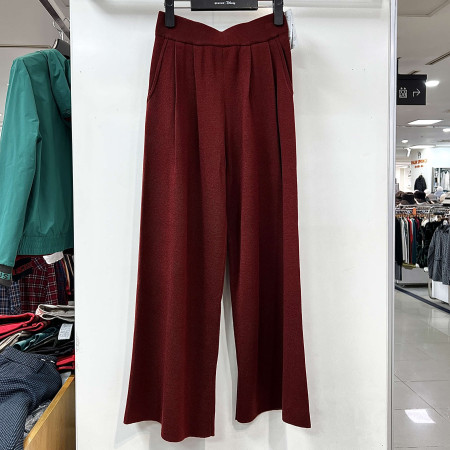 [행복한백화점][디즈니골프]핀턱 와이드 울 니트 팬츠 와인 여성 바지 SO3LPA008