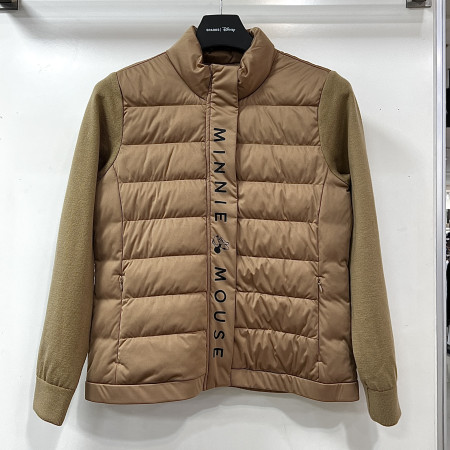 [행복한백화점][디즈니골프]소매니트배색 하프넥 패딩 점퍼 베이지 여성 DO3LJB005