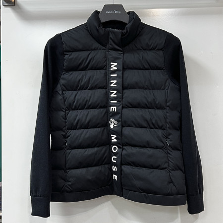 [행복한백화점][디즈니골프]소매니트배색 하프넥 패딩 점퍼 블랙 여성 DO3LJB005