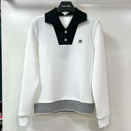 [행복한백화점][디즈니골프]카라 밑단 배색 시보리형 긴팔 티셔츠 오프화이트 여성 SO3LTS008