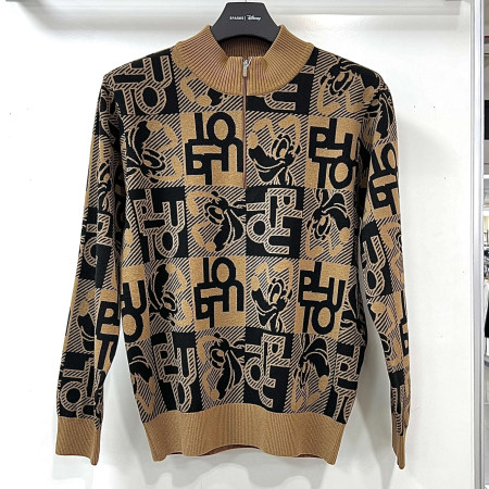 [행복한백화점][디즈니골프]전판 플루토 패턴 반집업 울 니트 베이지 남성 DO3MKT004