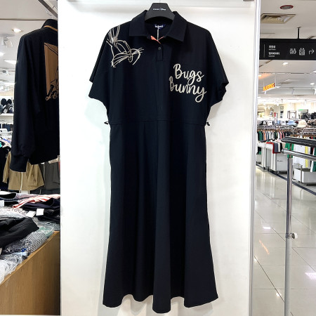 [행복한백화점][디즈니골프]스팍스 허리스트링 벅스버니 반팔 카라 원피스 블랙 여성 SP1LTO016