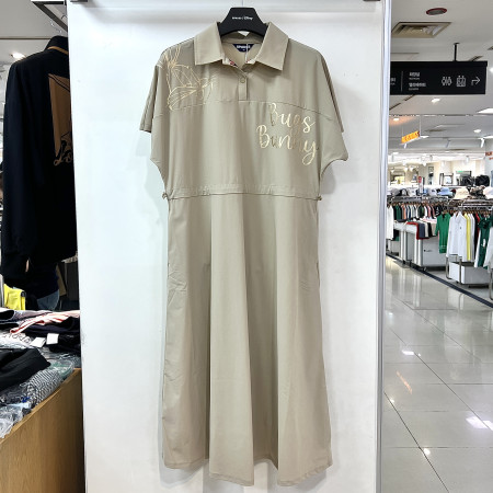 [행복한백화점][디즈니골프]스팍스 허리스트링 벅스버니 반팔 카라 원피스 베이지 여성 SP1LTO016