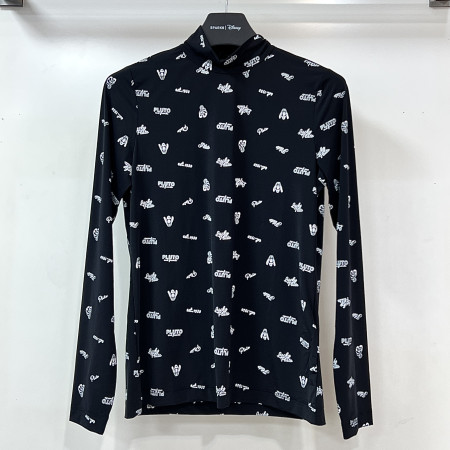 [행복한백화점][디즈니골프]캐릭터 아트웍 패턴 이너 긴팔 하이넥 하프넥 티셔츠 블랙 여성 DP1LTS010