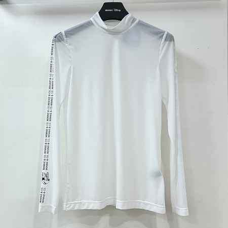 [행복한백화점][디즈니골프]레터링 슬리브 이너 긴팔 하이넥 하프넥 티셔츠 화이트 여성 DP1LTS011