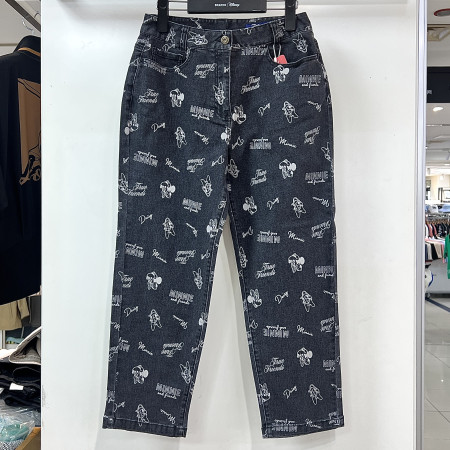 [행복한백화점][디즈니골프]아트웍 패턴 7부 청바지 데님 팬츠 블랙 여성 바지 DP1LPJ002