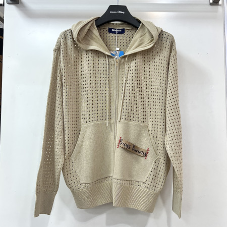 [행복한백화점][디즈니골프]크로셰 펀칭 루즈핏 니트 후드 집업 가디건 베이지 여성 SP1LKG015