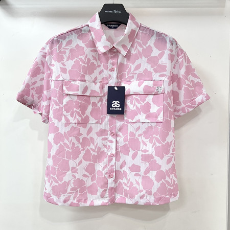 [행복한백화점][디즈니골프]스팍스 여름 패턴 메쉬 반팔 셔츠 라이트핑크 여성 SP2LSH031