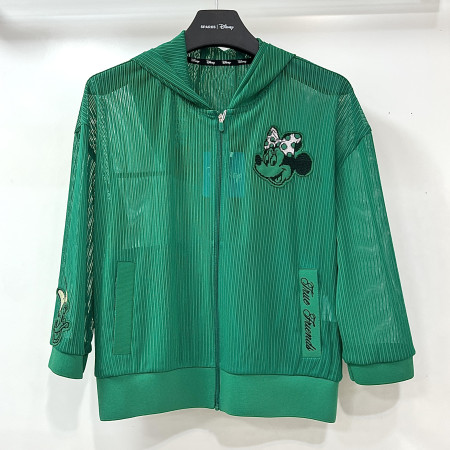 [행복한백화점][디즈니골프]시스루 아트웍 패치 후드 긴팔 집업 티셔츠 점퍼 그린 여성 DP2LTJ037