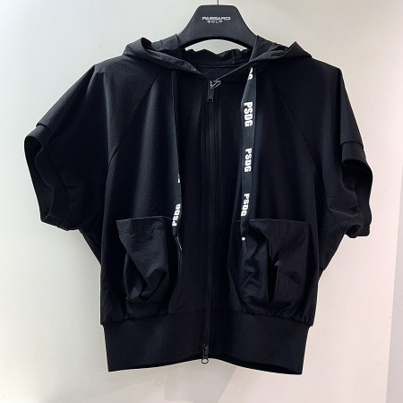 [행복한백화점][파사디]후드 반팔 점퍼 블랙 여성 P25MTJ192S