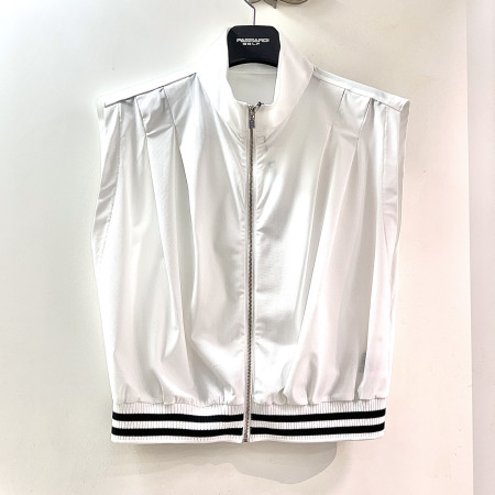 [행복한백화점][파사디]어깨 포인트 집업 베스트 화이트 여성 조끼 P25SWV741M