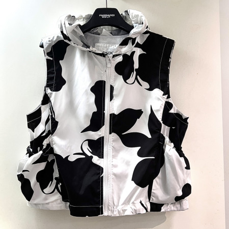 [행복한백화점][파사디]플라워 프린트 후드 집업 베스트 화이트 여성 조끼 P25SWV743M